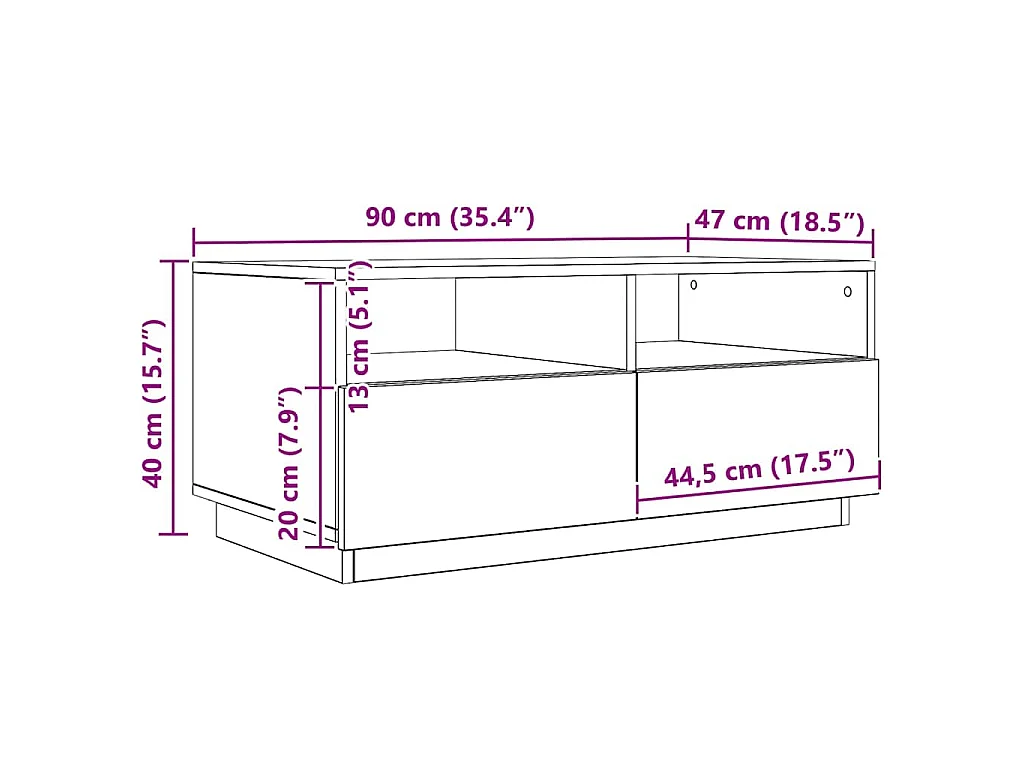 Tavolino da Salotto con Luci LED Rovere Artigianale 90x49x40 cm