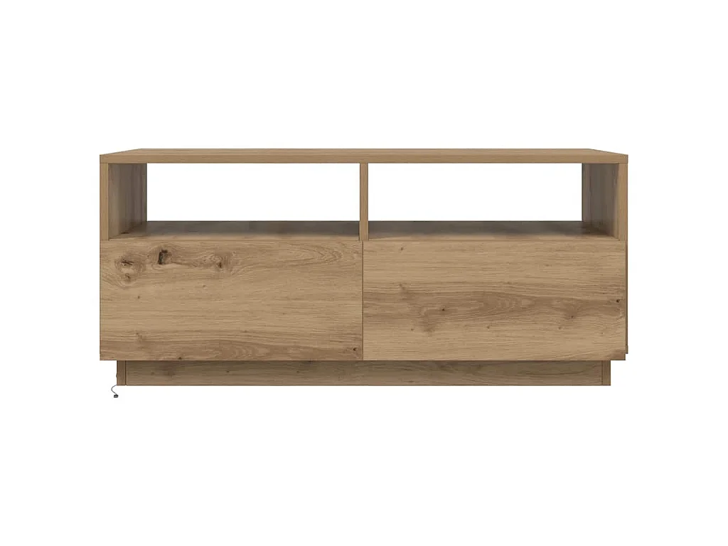 Tavolino da Salotto con Luci LED Rovere Artigianale 90x49x40 cm