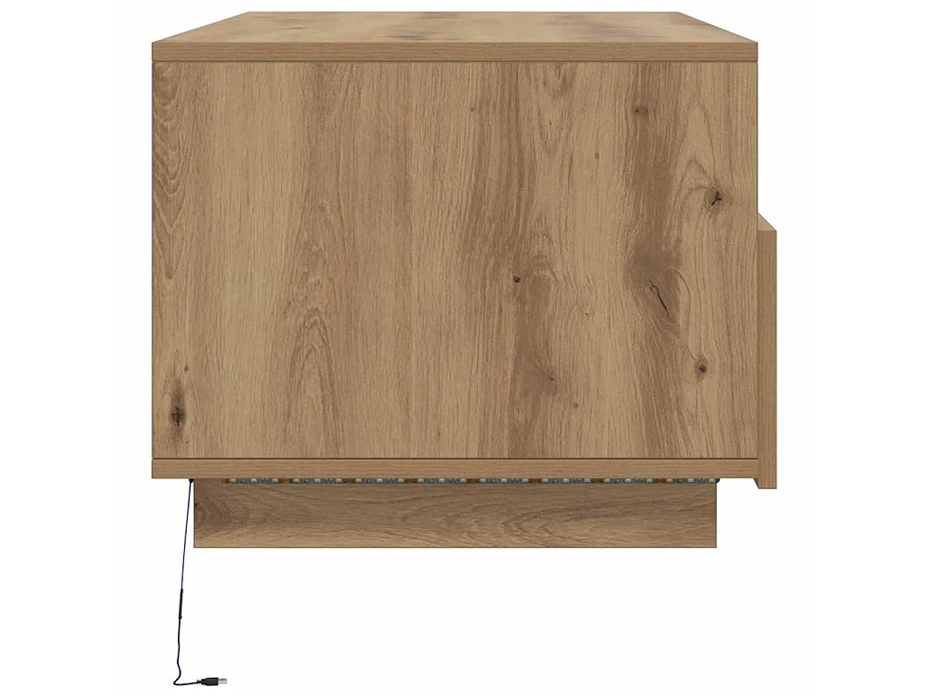 Tavolino da Salotto con Luci LED Rovere Artigianale 90x49x40 cm