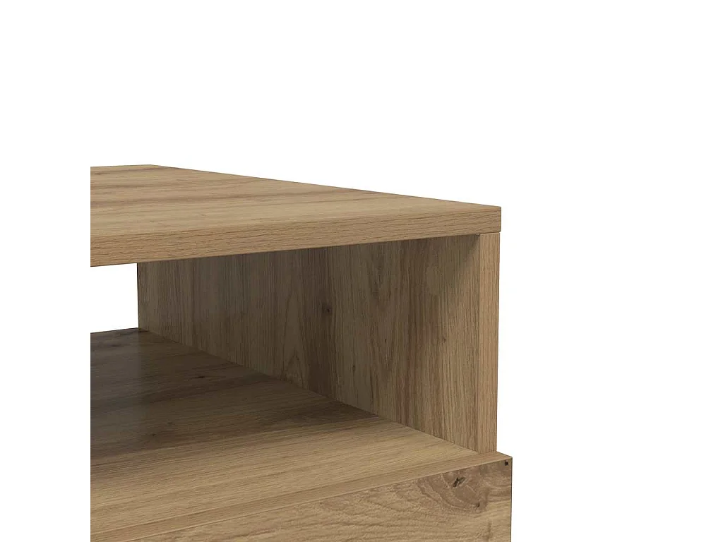 Tavolino da Salotto con Luci LED Rovere Artigianale 90x49x40 cm