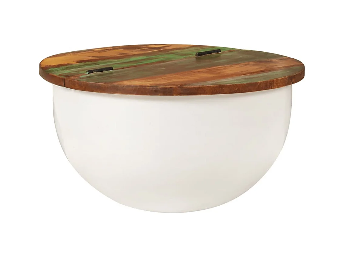 Table basse blanc 50x27 cm bois de récupération massif