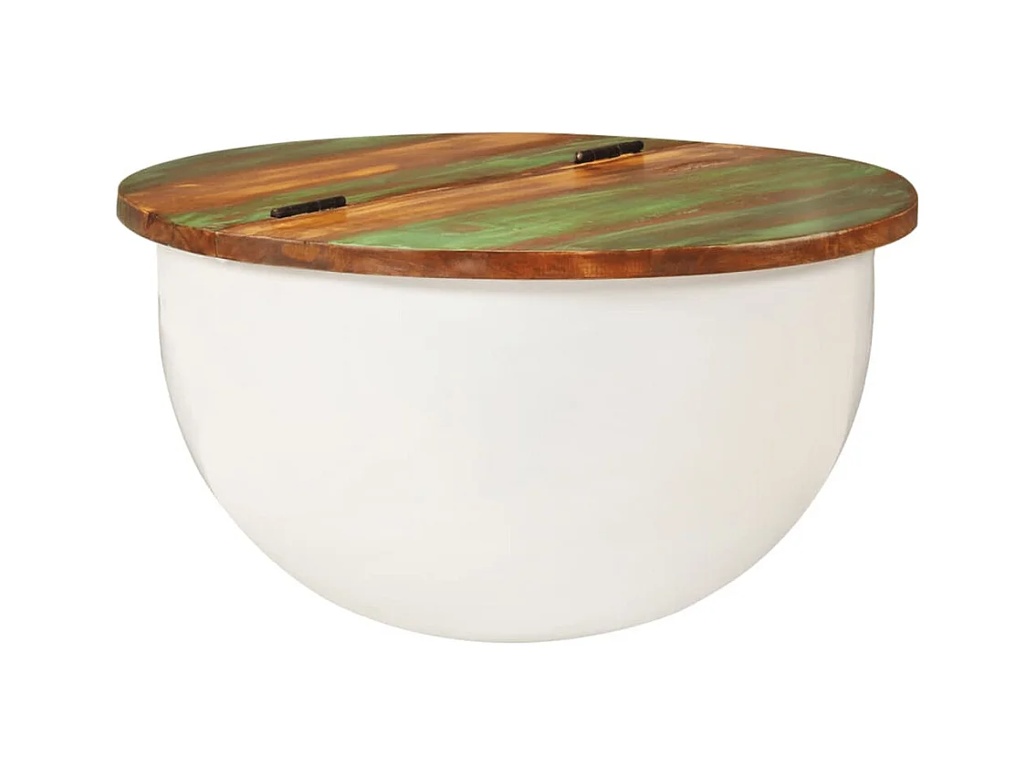 Table basse blanc 50x27 cm bois de récupération massif