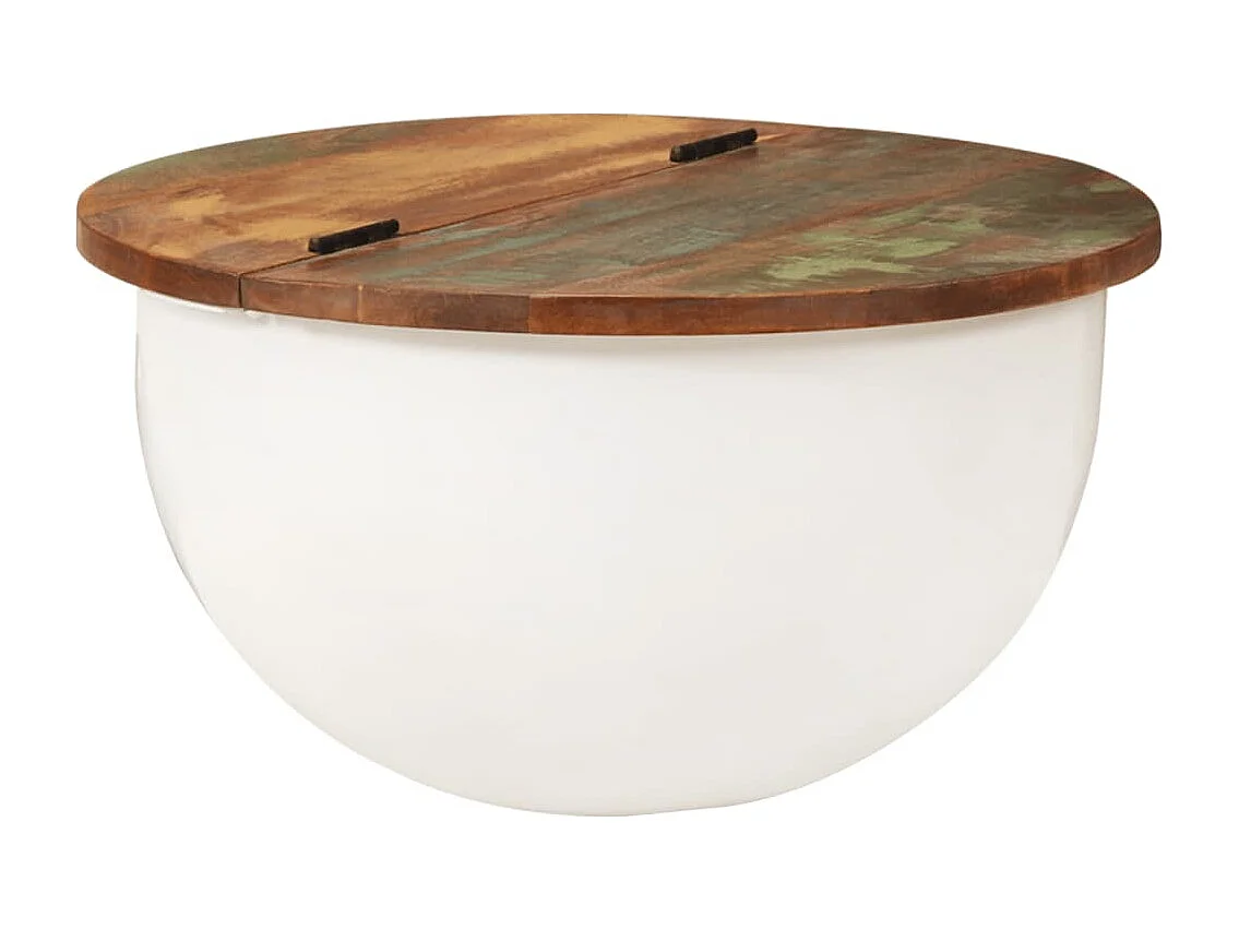Table basse blanc 50x27 cm bois de récupération massif
