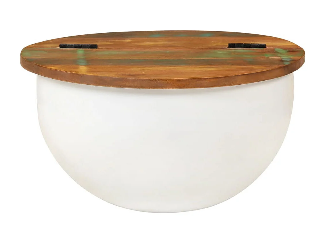 Table basse blanc 50x27 cm bois de récupération massif