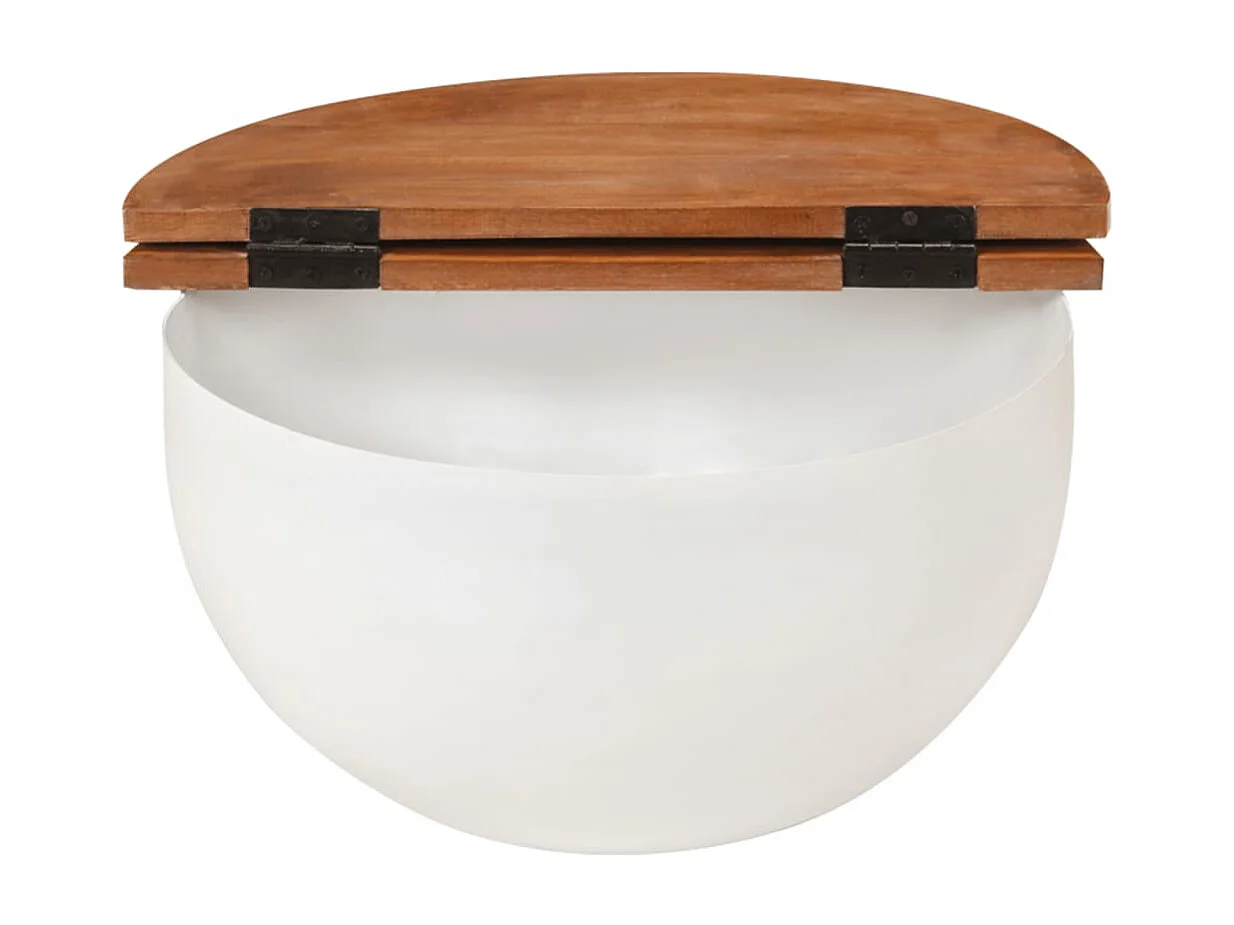 Table basse blanc 50x27 cm bois de récupération massif