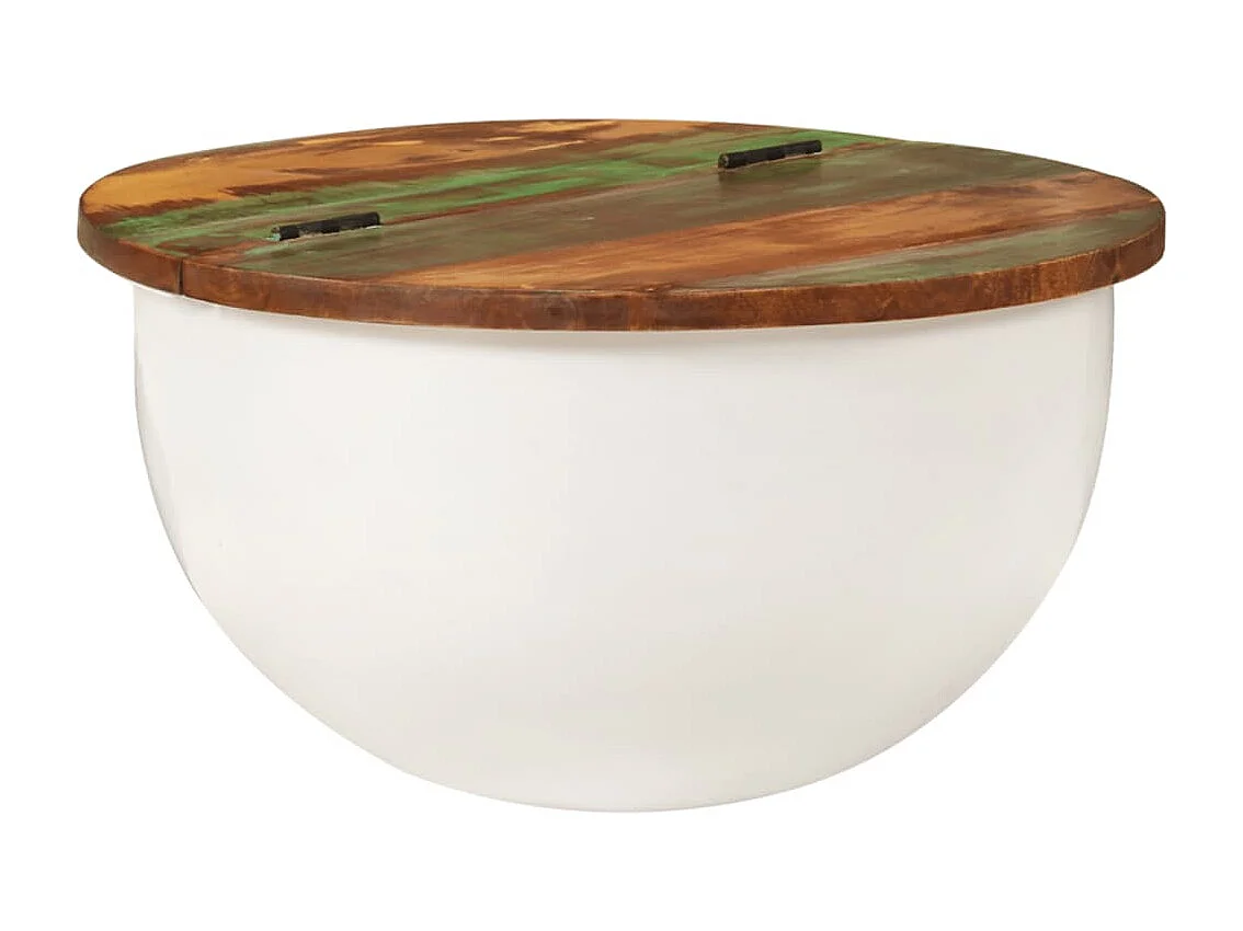 Table basse blanc 50x27 cm bois de récupération massif