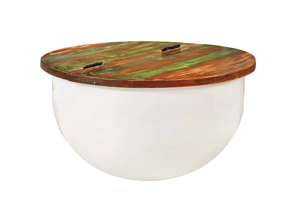 Salontafel 50x27 cm massief gerecycled hout wit