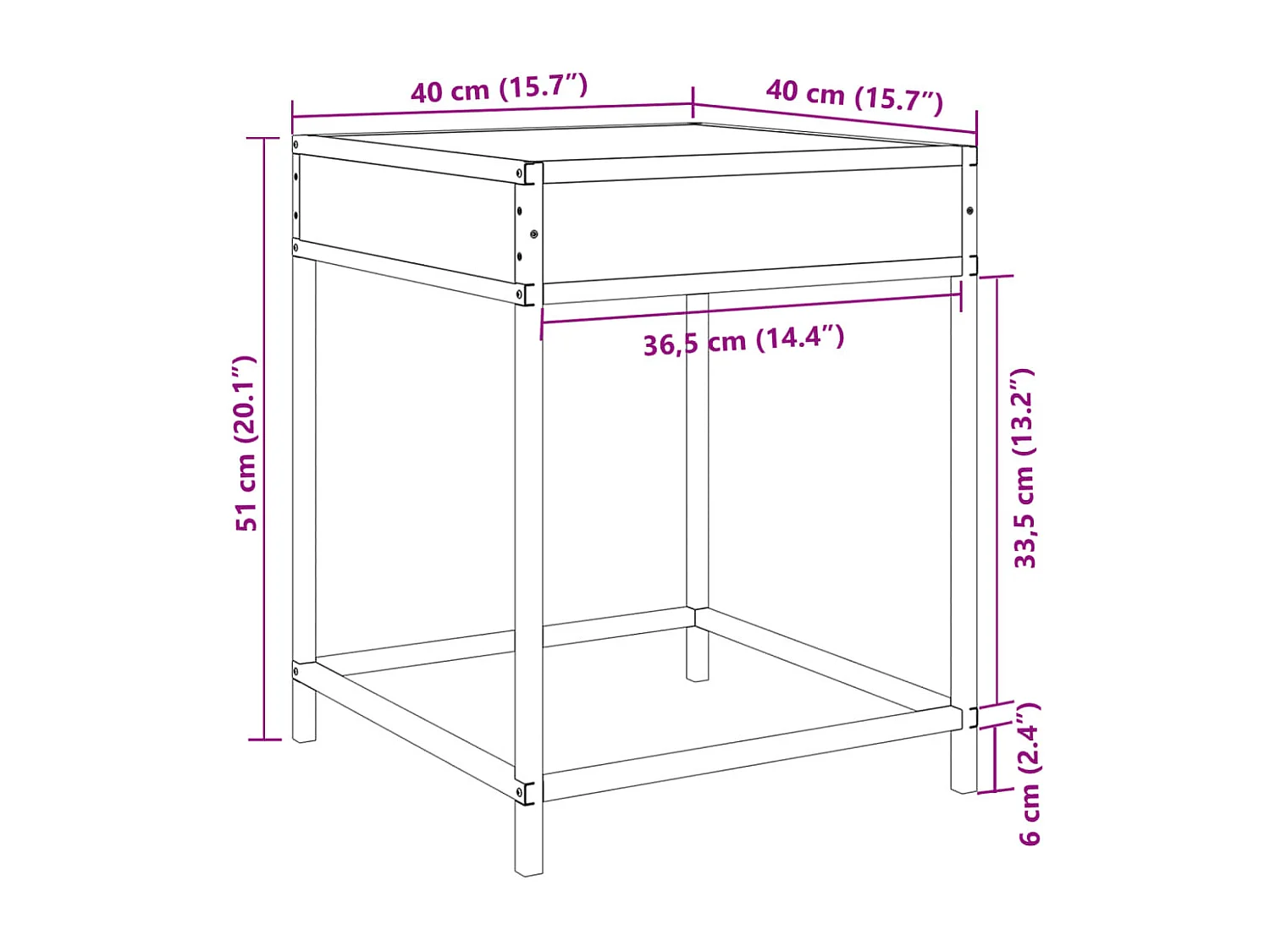 Table basse avec LED Infinity chêne marron 40x40x51 cm