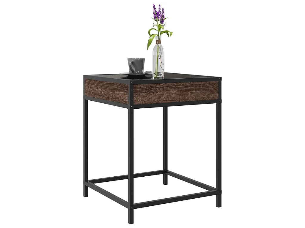 Table basse avec LED Infinity chêne marron 40x40x51 cm