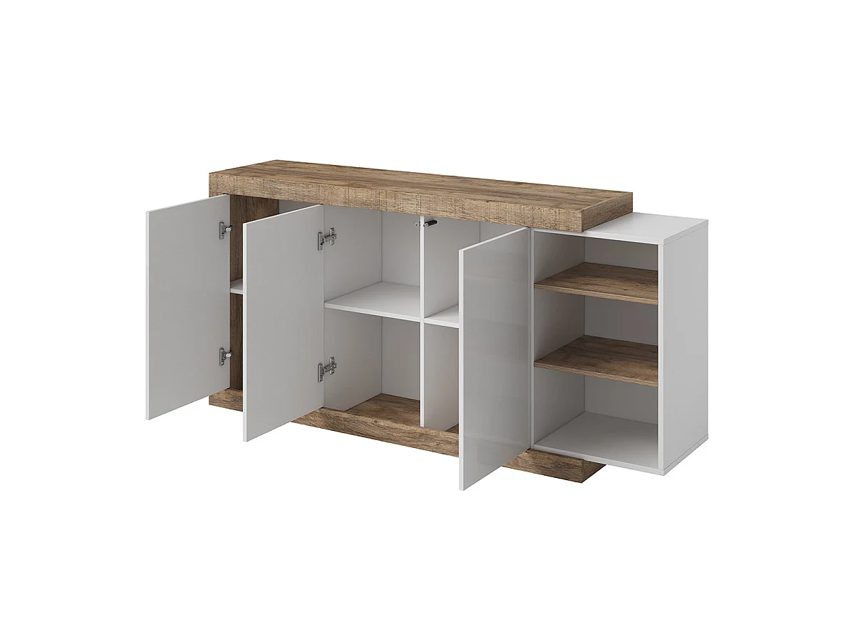 Azior White and Wood 3-door sideboard