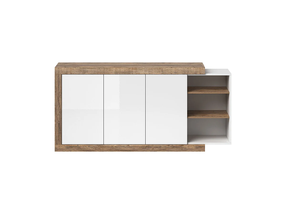 Azior White and Wood 3-door sideboard