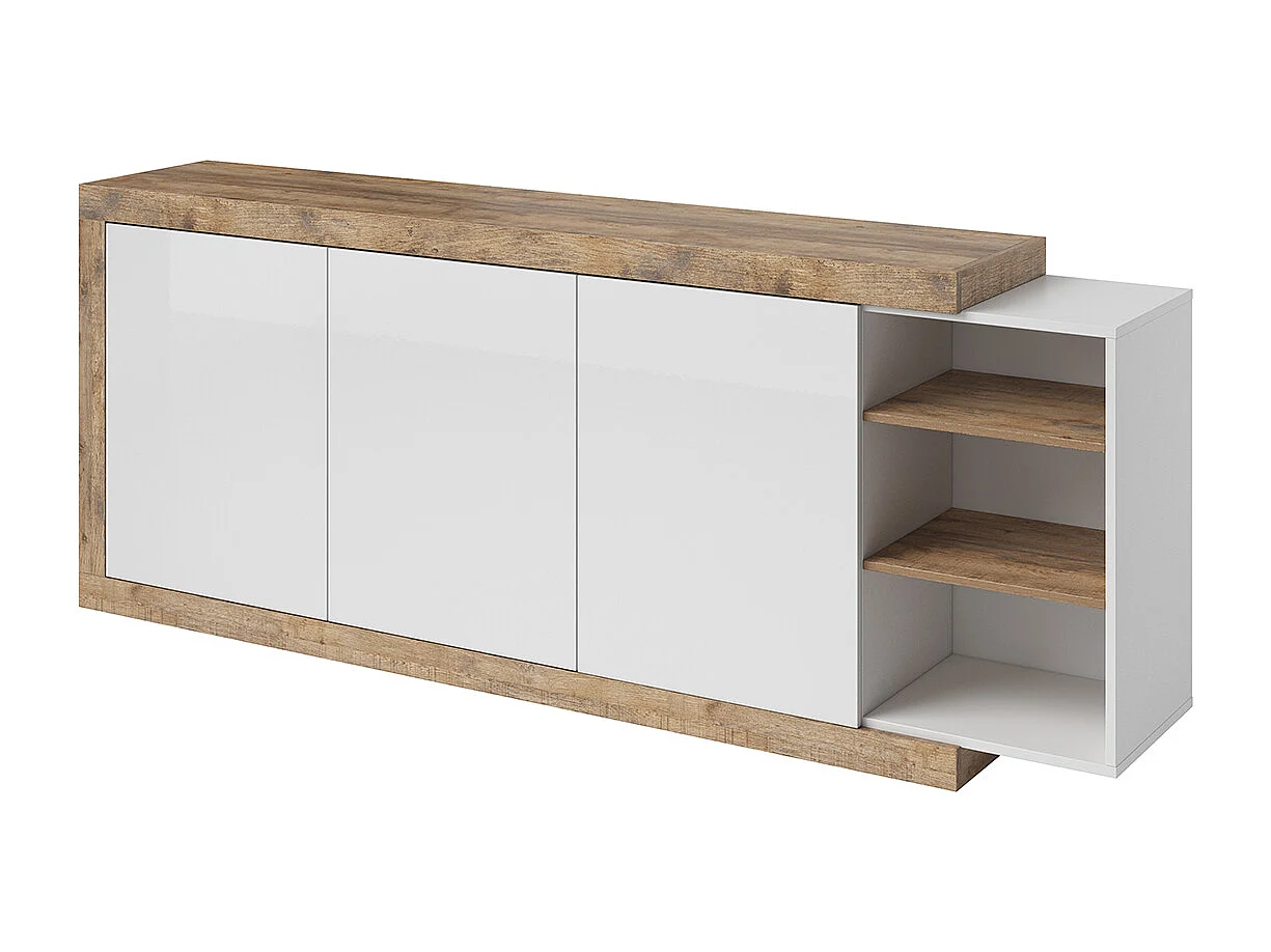 Buffet long 3 portes Azior Blanc et Bois