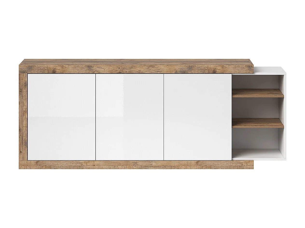 Buffet long 3 portes Azior Blanc et Bois