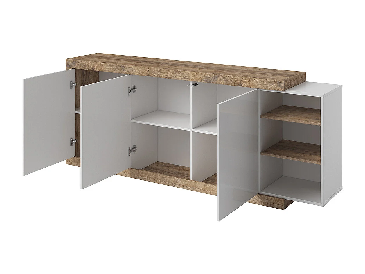 Buffet long 3 portes Azior Blanc et Bois