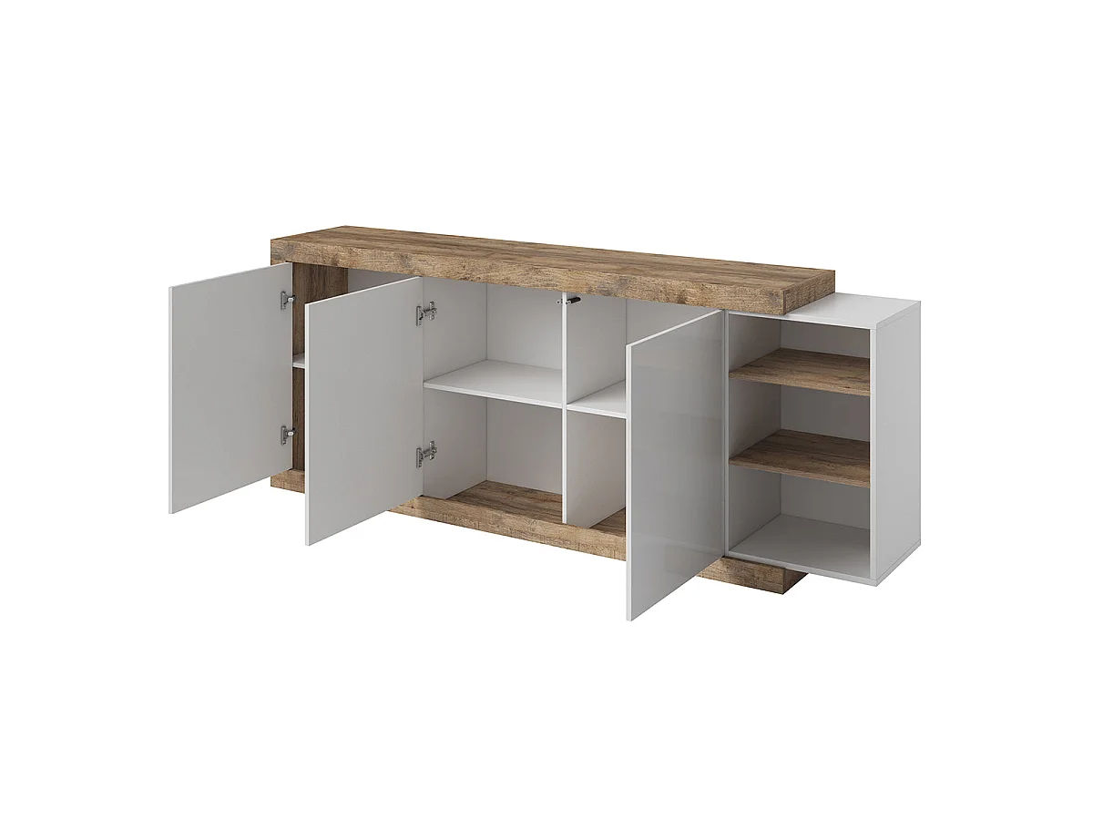 Azior White and Wood 3-door long sideboard