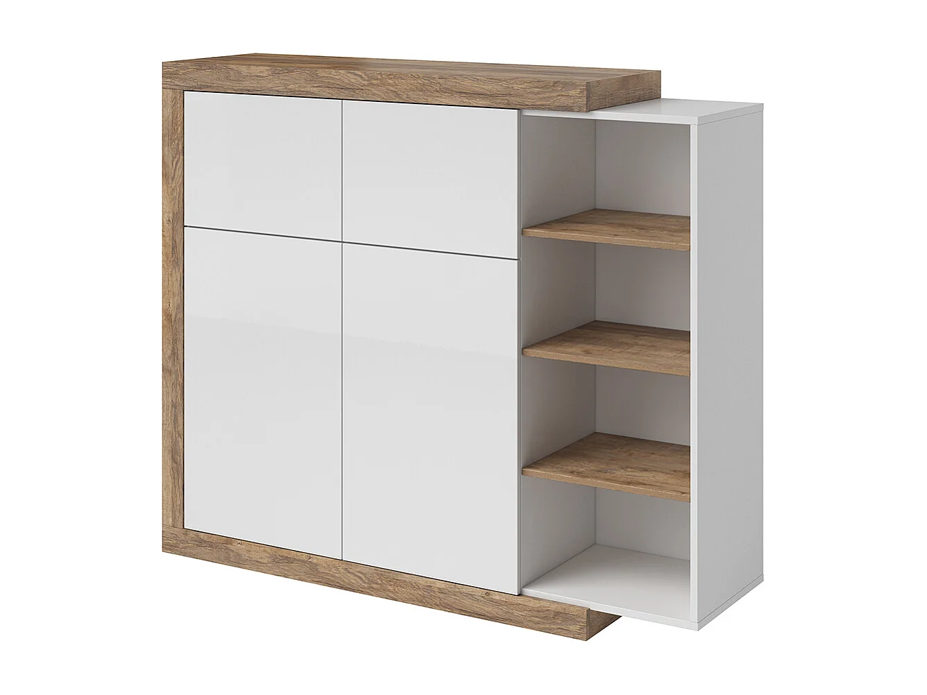 Buffet haut 4 portes Azior Blanc et Bois