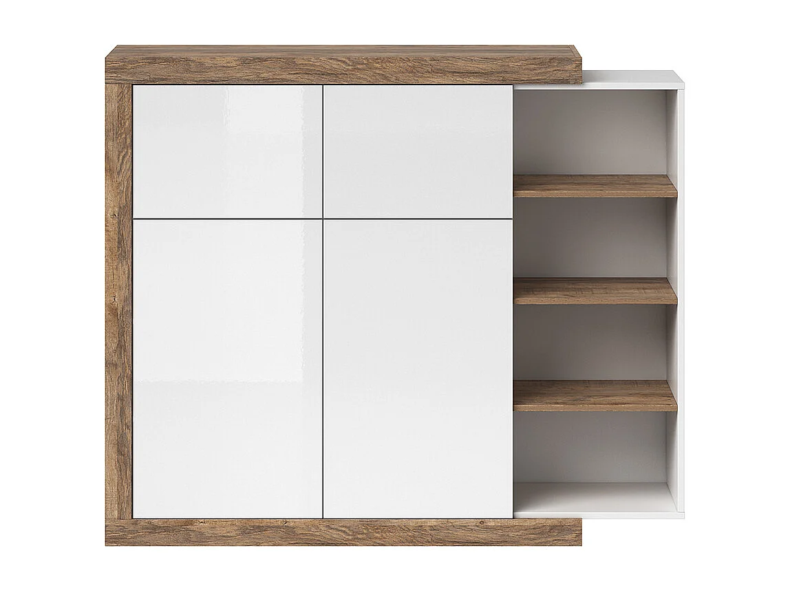 Buffet haut 4 portes Azior Blanc et Bois
