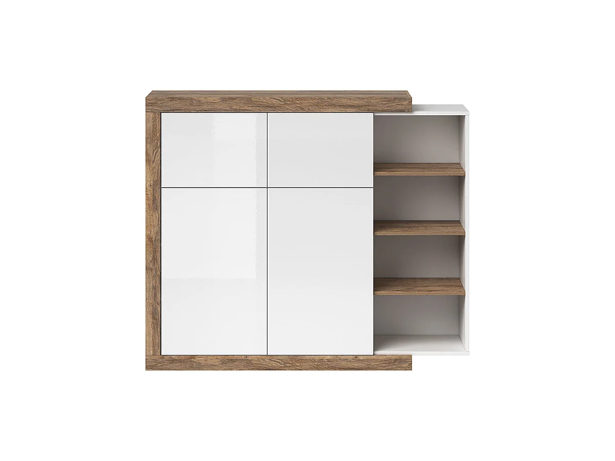 Azior Highboard i hvid og træ med 4 døre