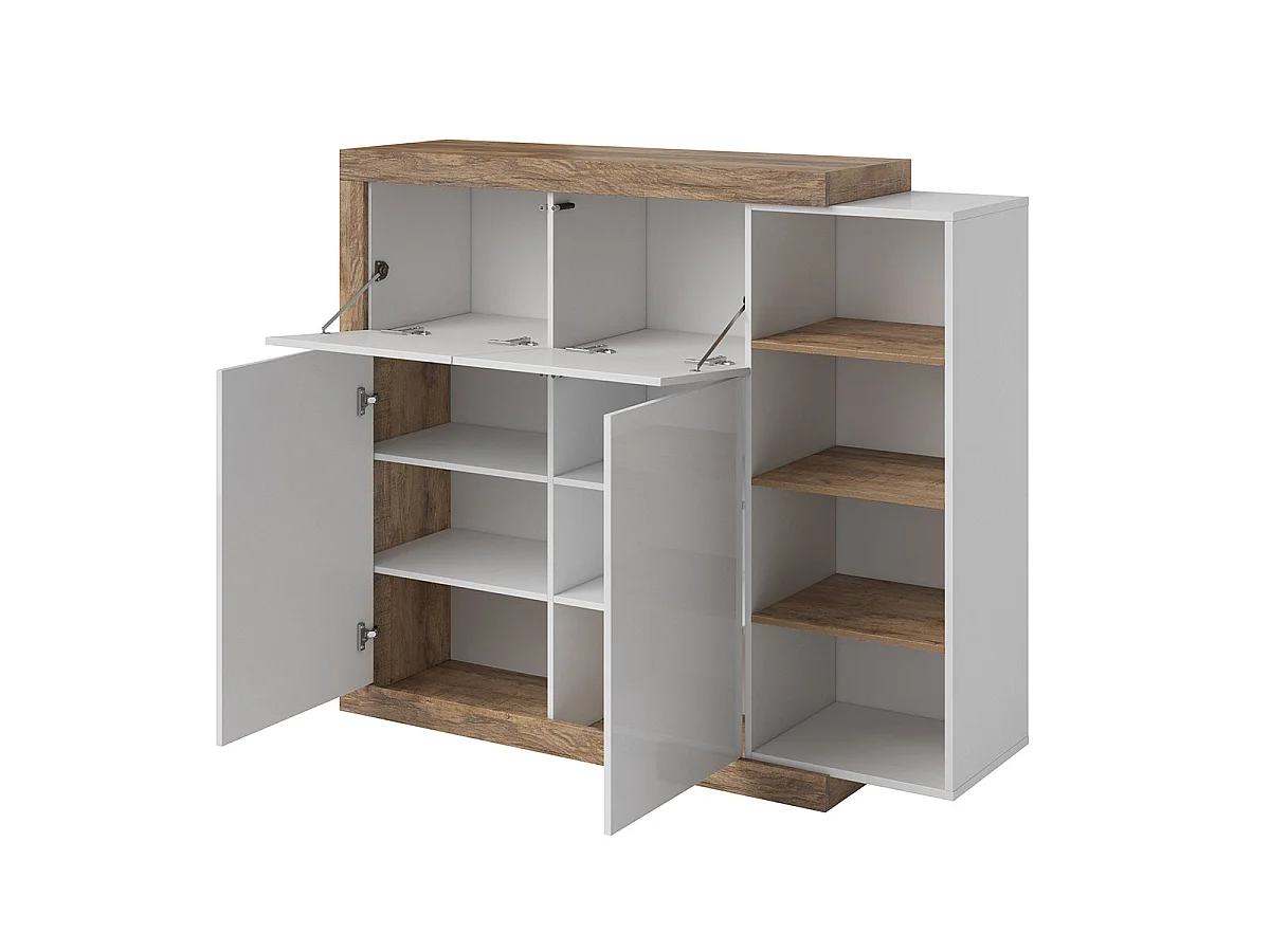 Azior Highboard i hvid og træ med 4 døre