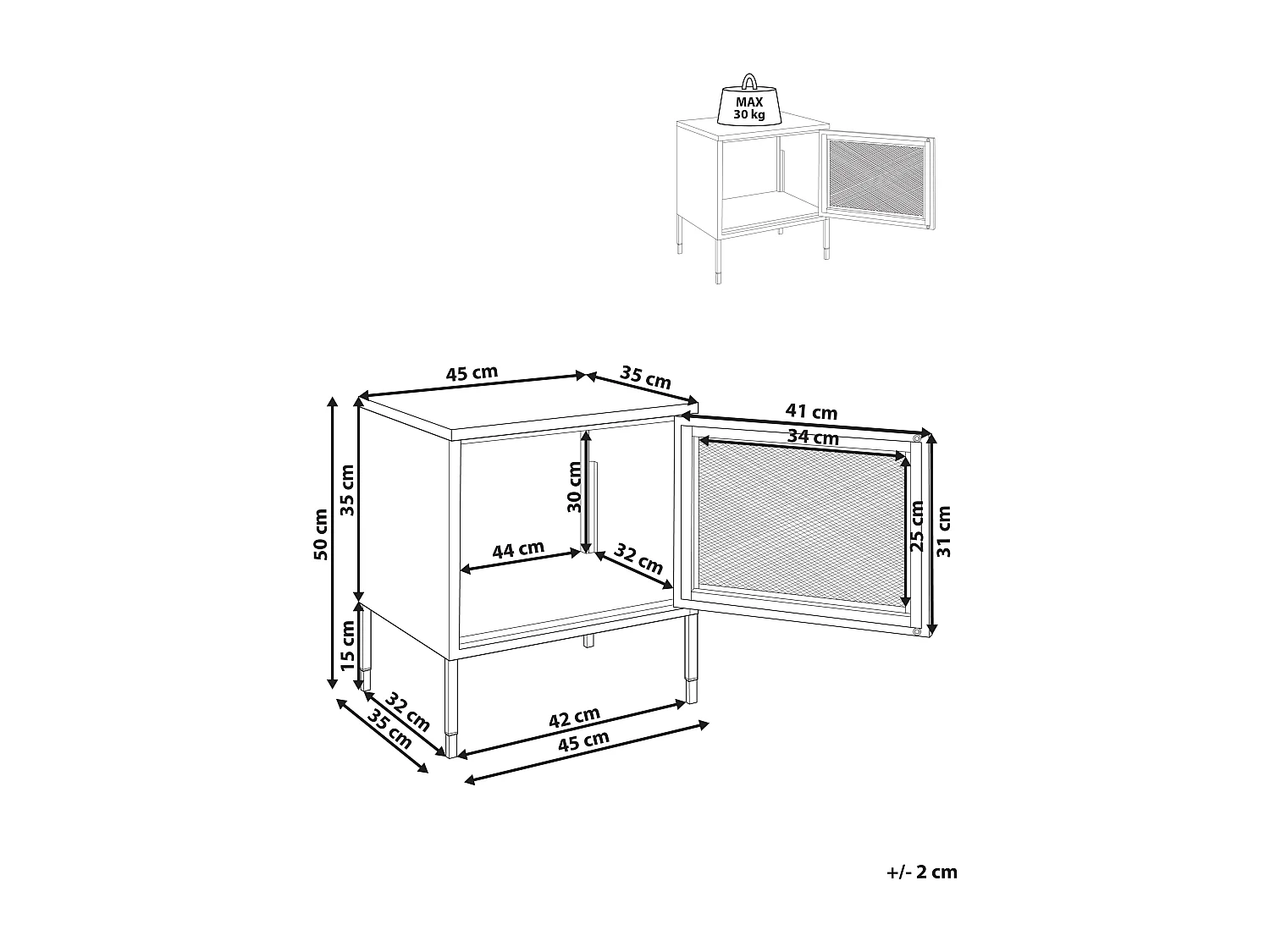 Nachtkastje OSSETT Metaal Zwart
