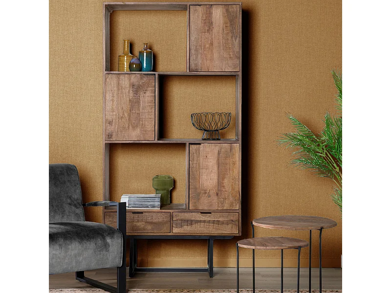 BILBAO-Etagère 6 cases en bois massif