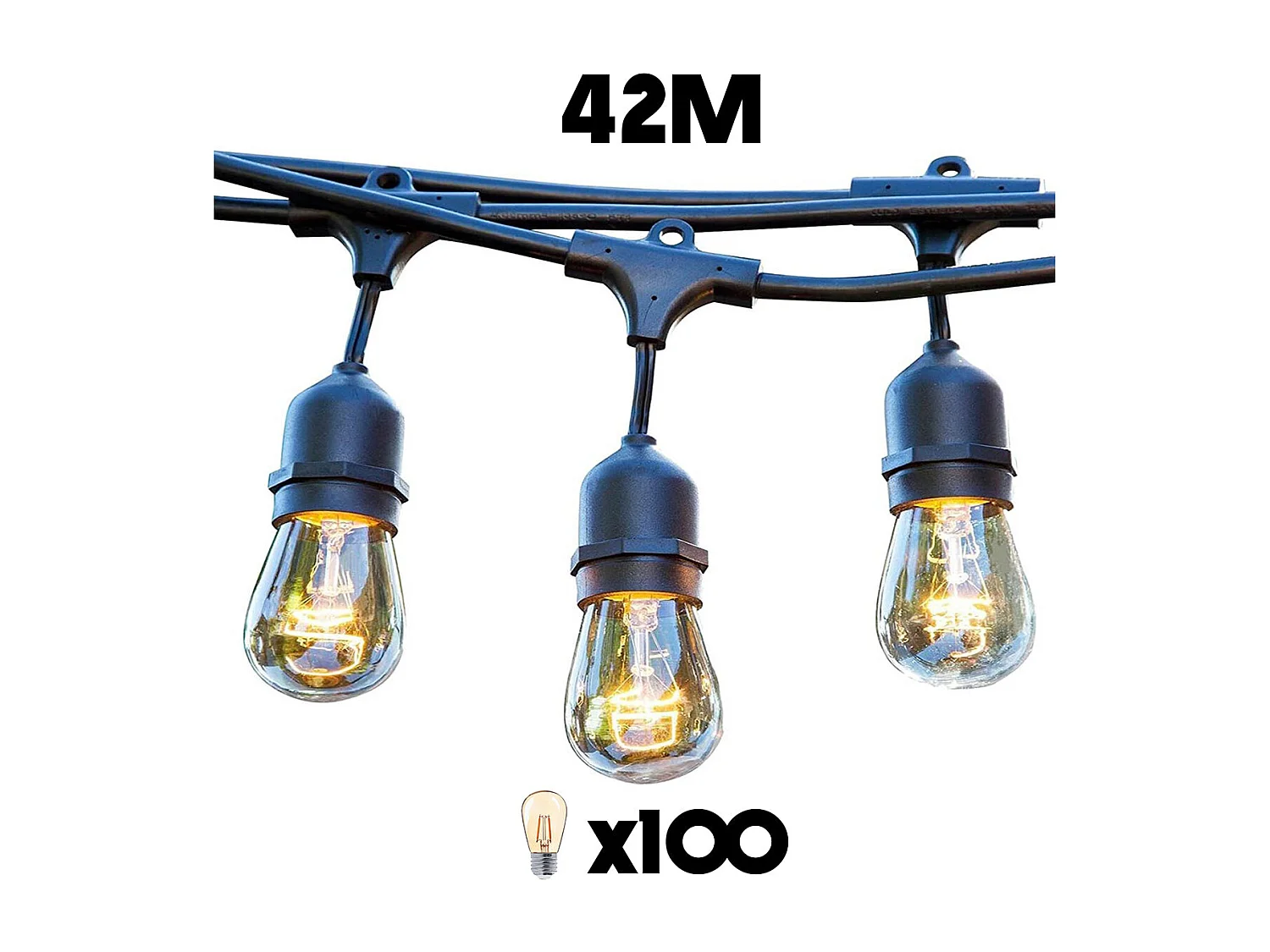 Lot de 10 guirlandes MAFY Noir caoutchouc 6M