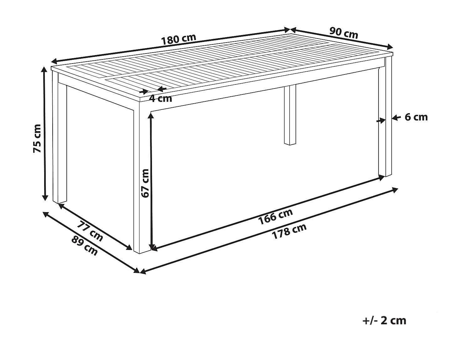 Table de salle à manger de jardin OMBRIANO 180 cm 90 cm Bois d\'acacia certifié Marron clair