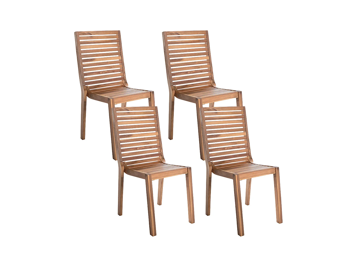 Lot de 4 chaises de jardin OMBRIANO Bois d'acacia certifié Marron clair