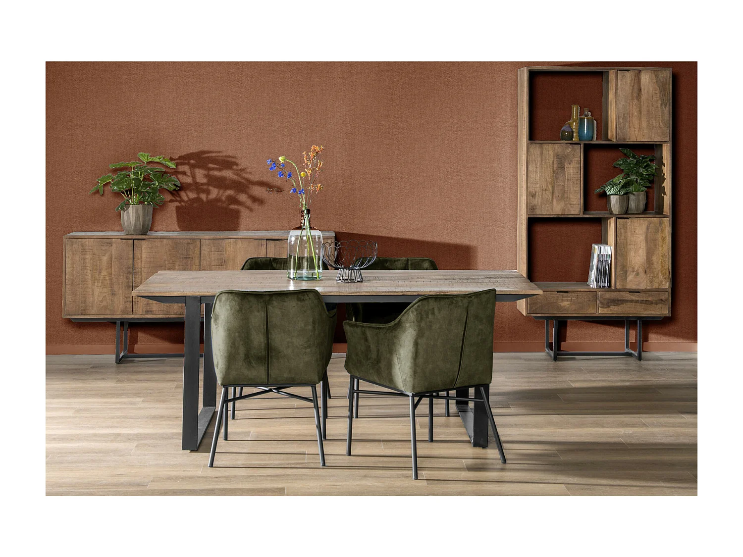 BILBAO-Table à manger 8 personnes 200 cm en bois massif