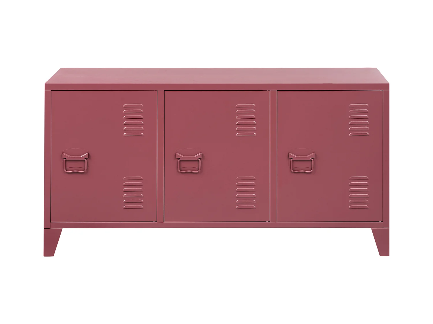 Sideboard in Dunkel Rot Stahl 3 Türen mit Griffen 2 Regalböden Cardiff