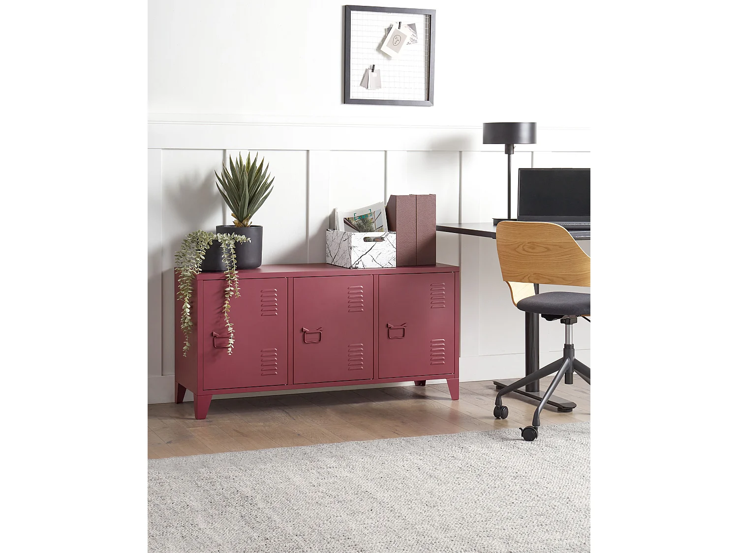 Meuble de rangement CARDIFF Métal Rouge foncé