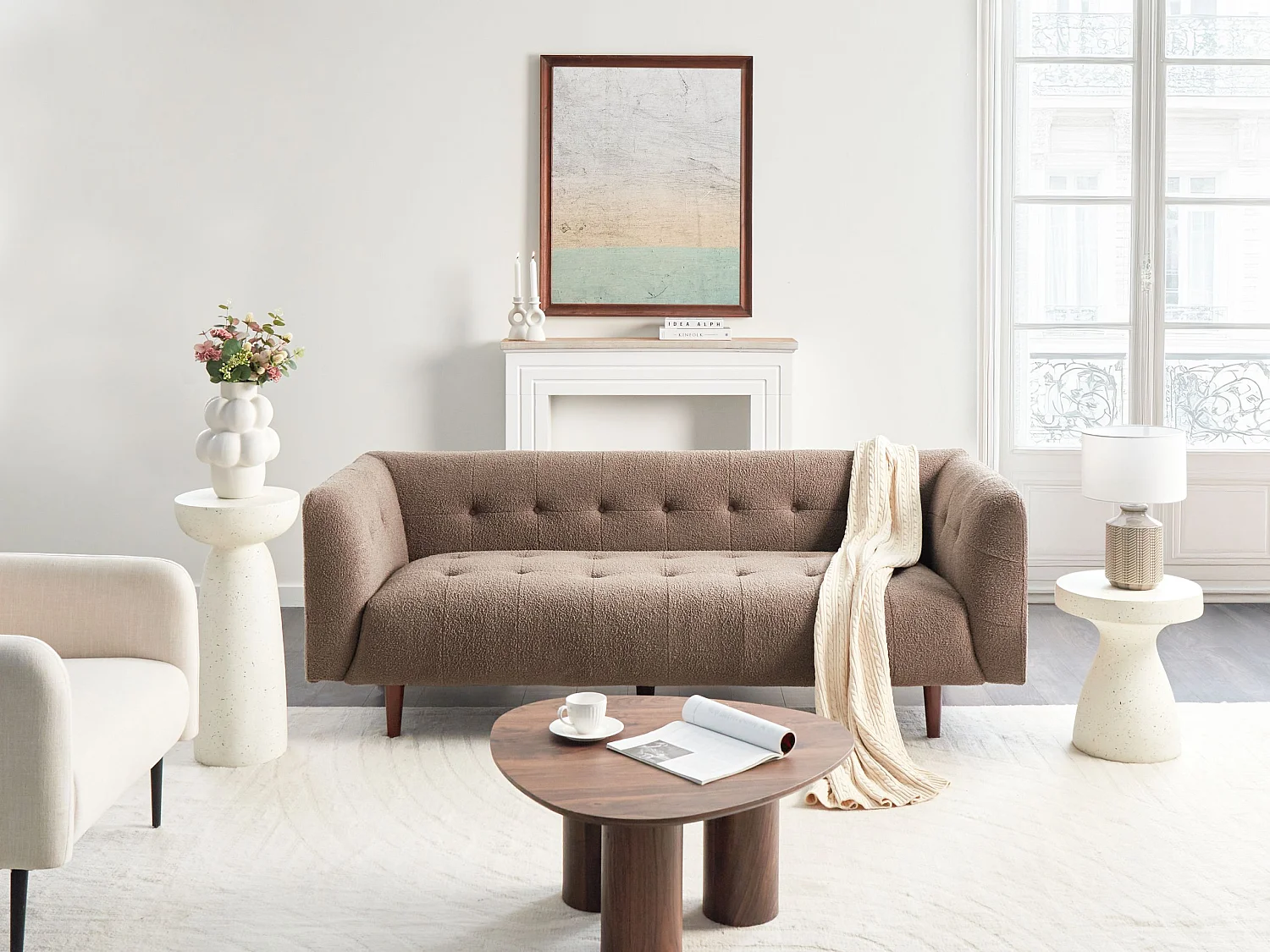 Sofa BYSKE Boucle Brązowy dla 3 osób