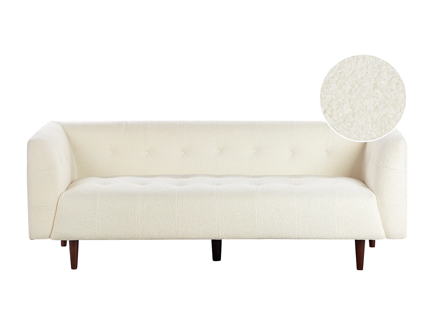 Sofá BYSKE Bouclé Branco creme 3 lugares