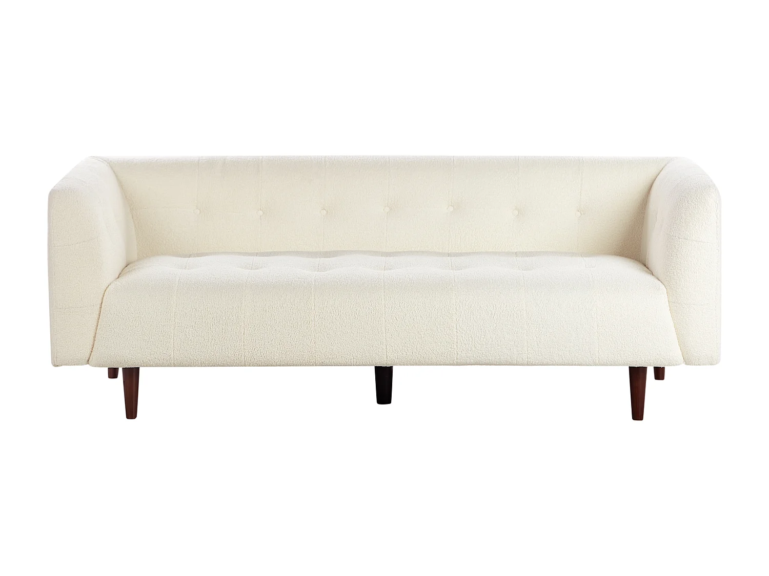 Sofá BYSKE Bouclé Branco creme 3 lugares