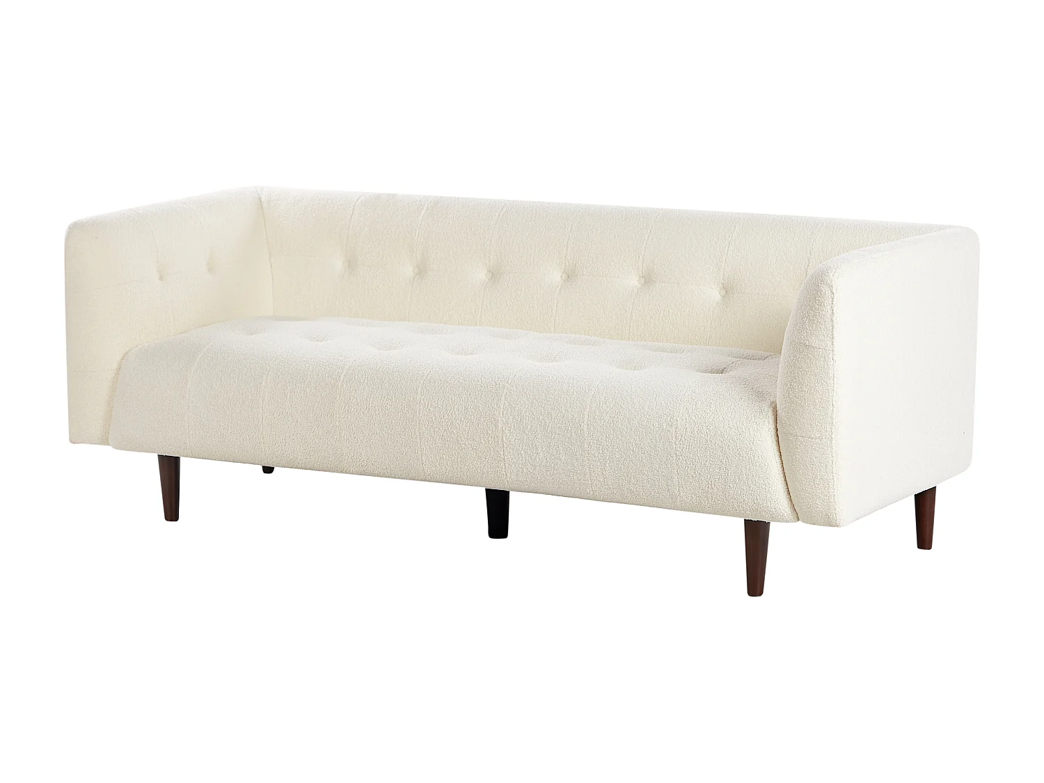 Sofá BYSKE Bouclé Branco creme 3 lugares