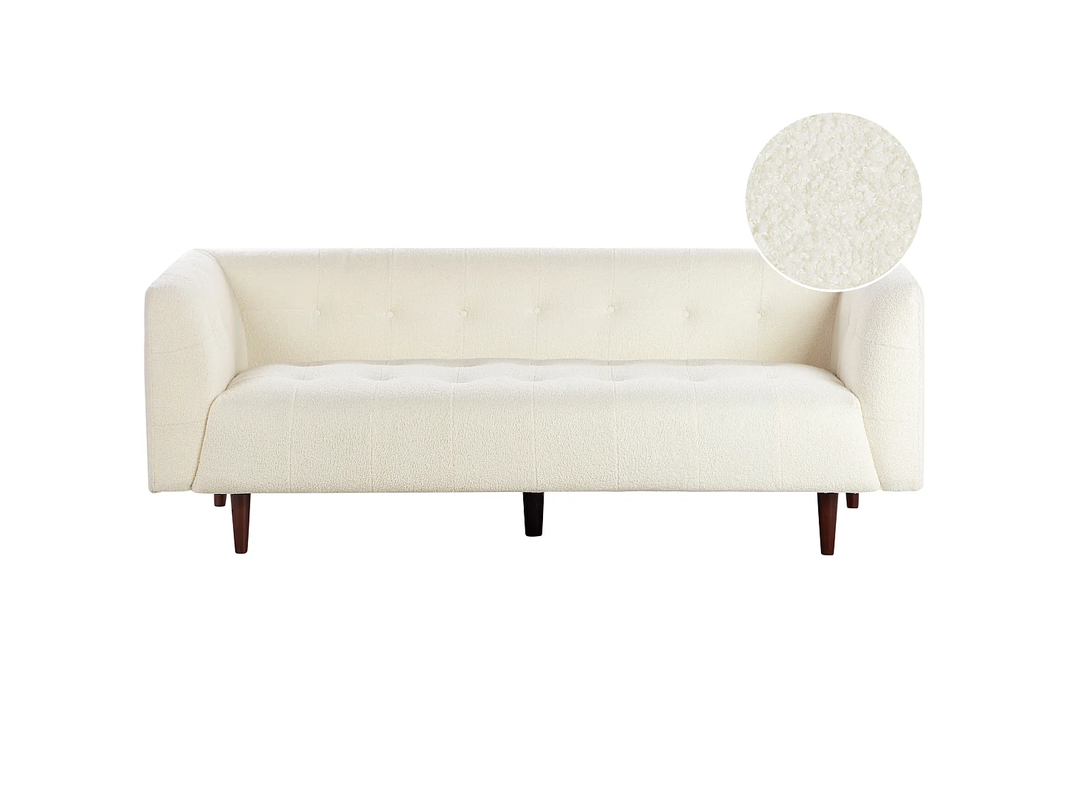 Sofa BYSKE Bouclé Cremeweiss 3-Sitzer