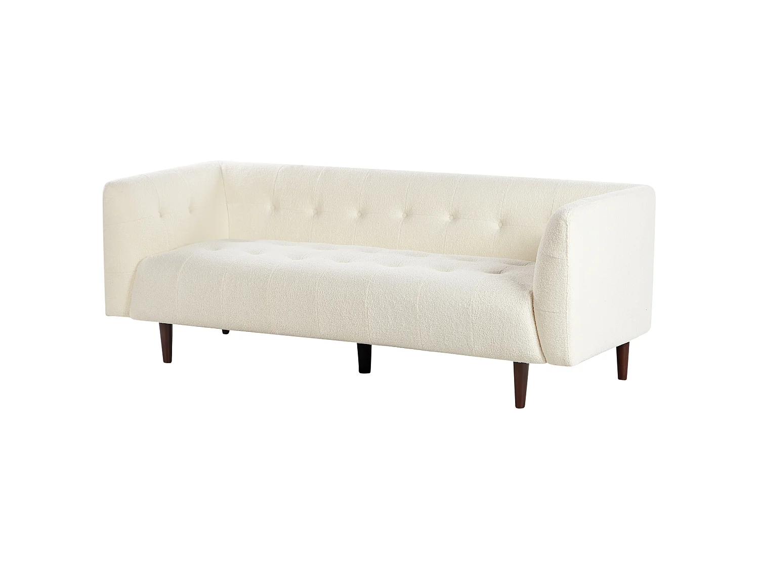 Sofa BYSKE Bouclé Cremeweiss 3-Sitzer