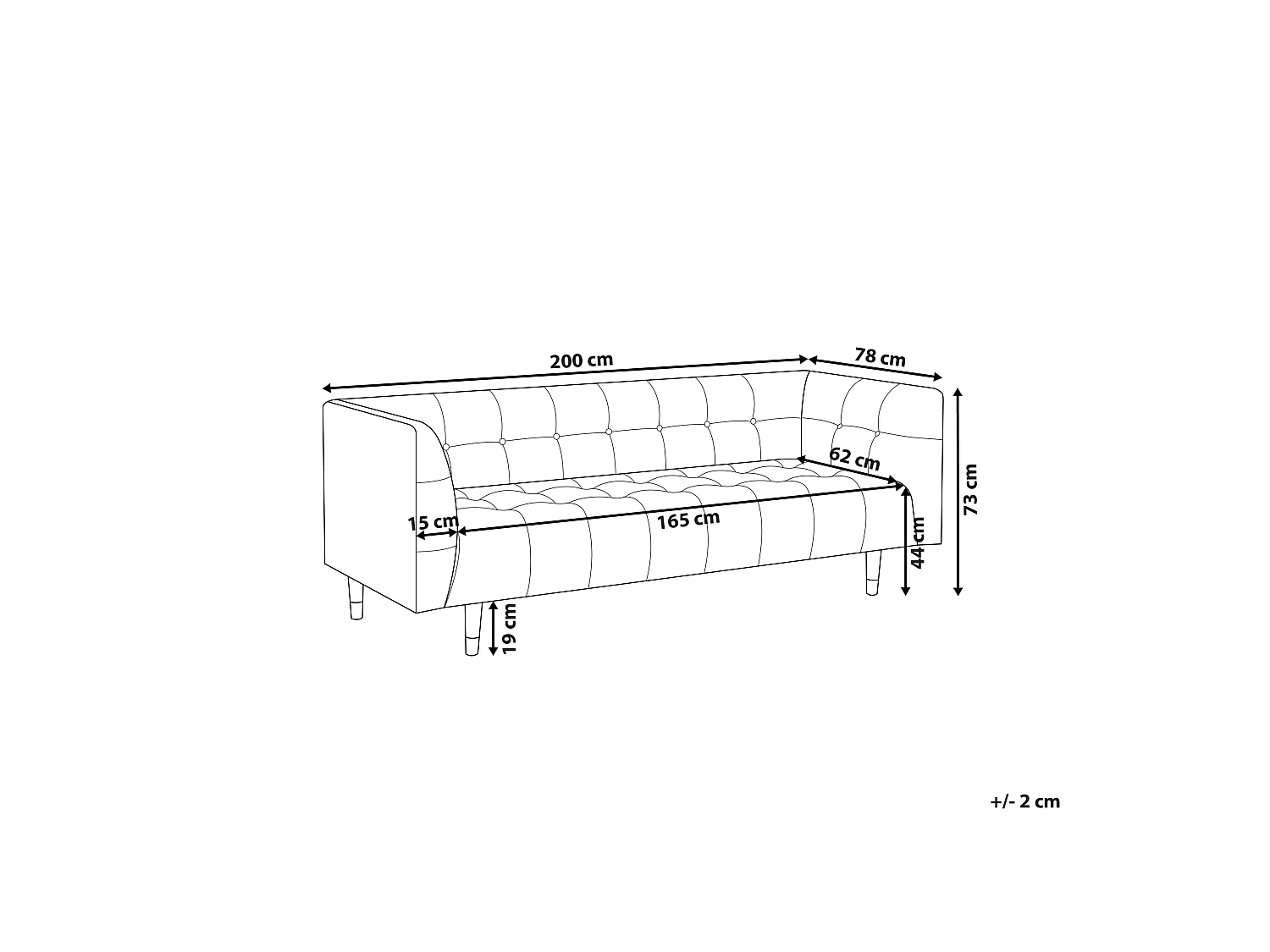 Sofa BYSKE Stoff Hellbeige 3-Sitzer