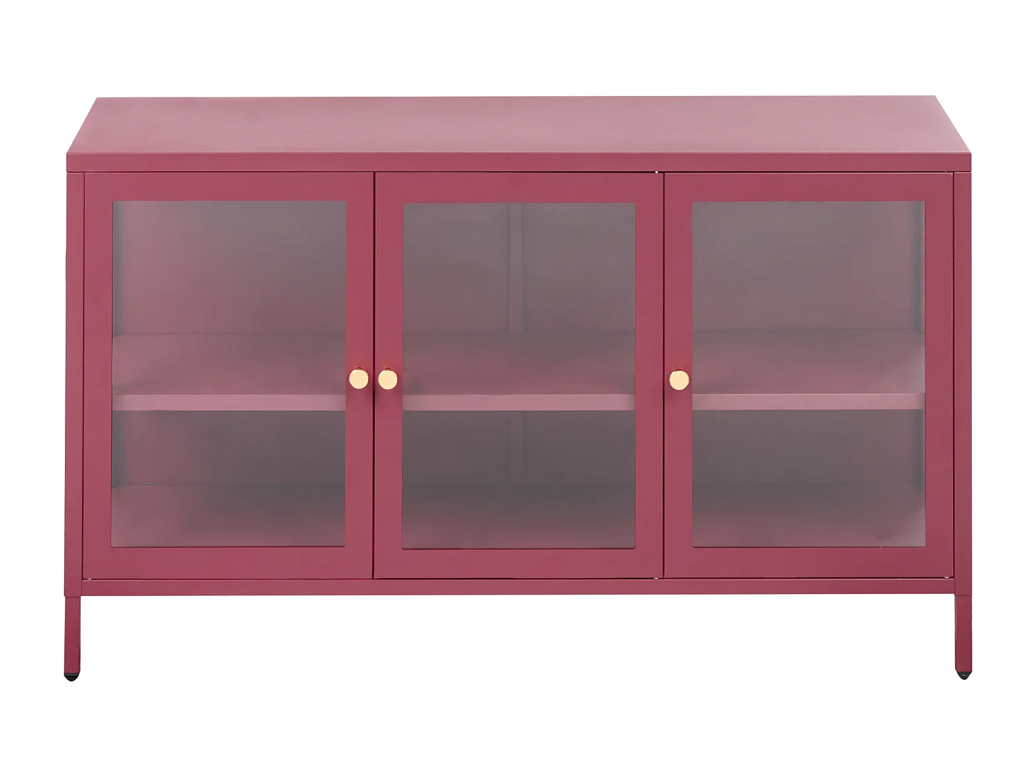Buffet avec vitrine en verre NEWPORT Métal 115 cm Rouge foncé