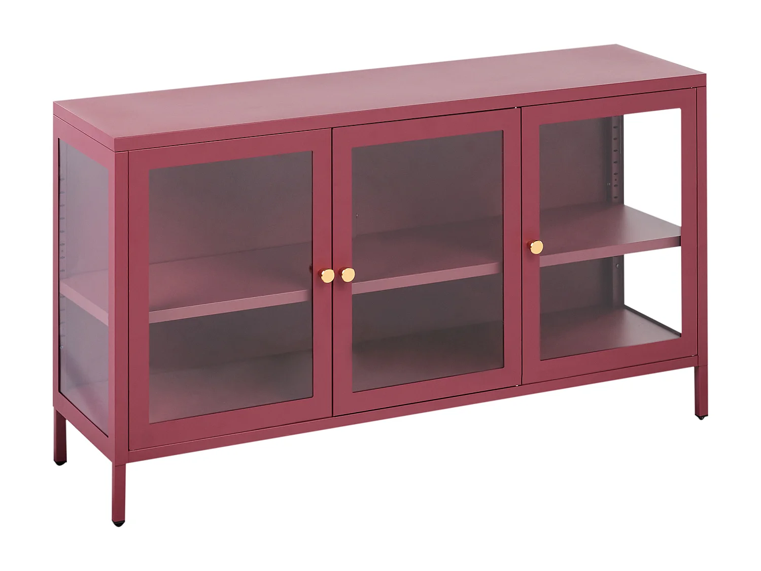 Buffet avec vitrine en verre NEWPORT Métal 115 cm Rouge foncé