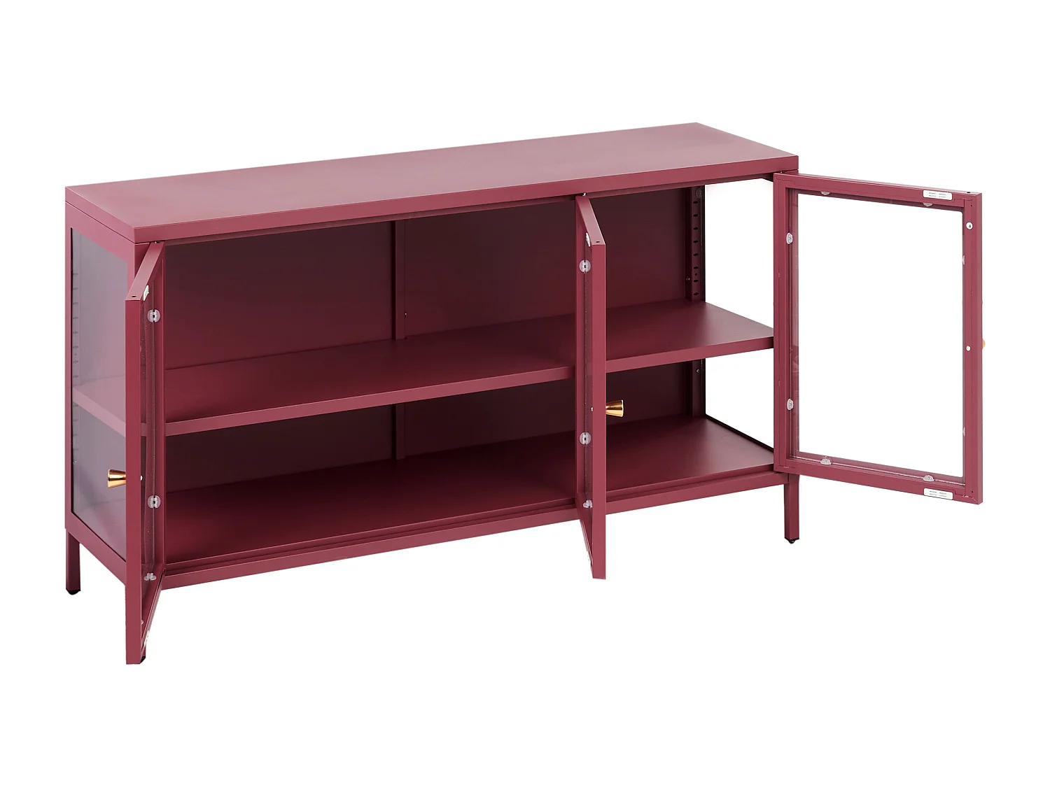Buffet avec vitrine en verre NEWPORT Métal 115 cm Rouge foncé