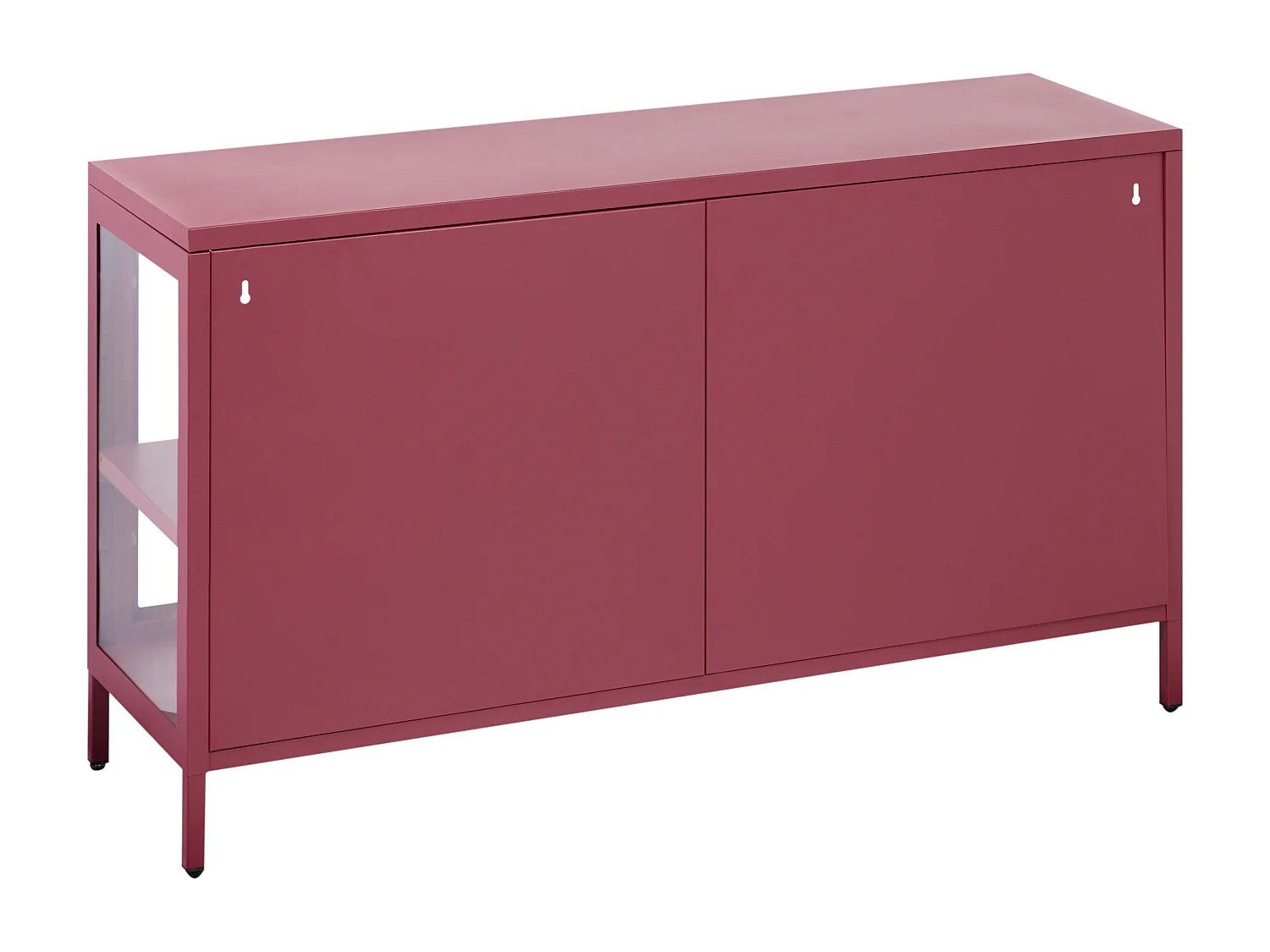 Buffet avec vitrine en verre NEWPORT Métal 115 cm Rouge foncé