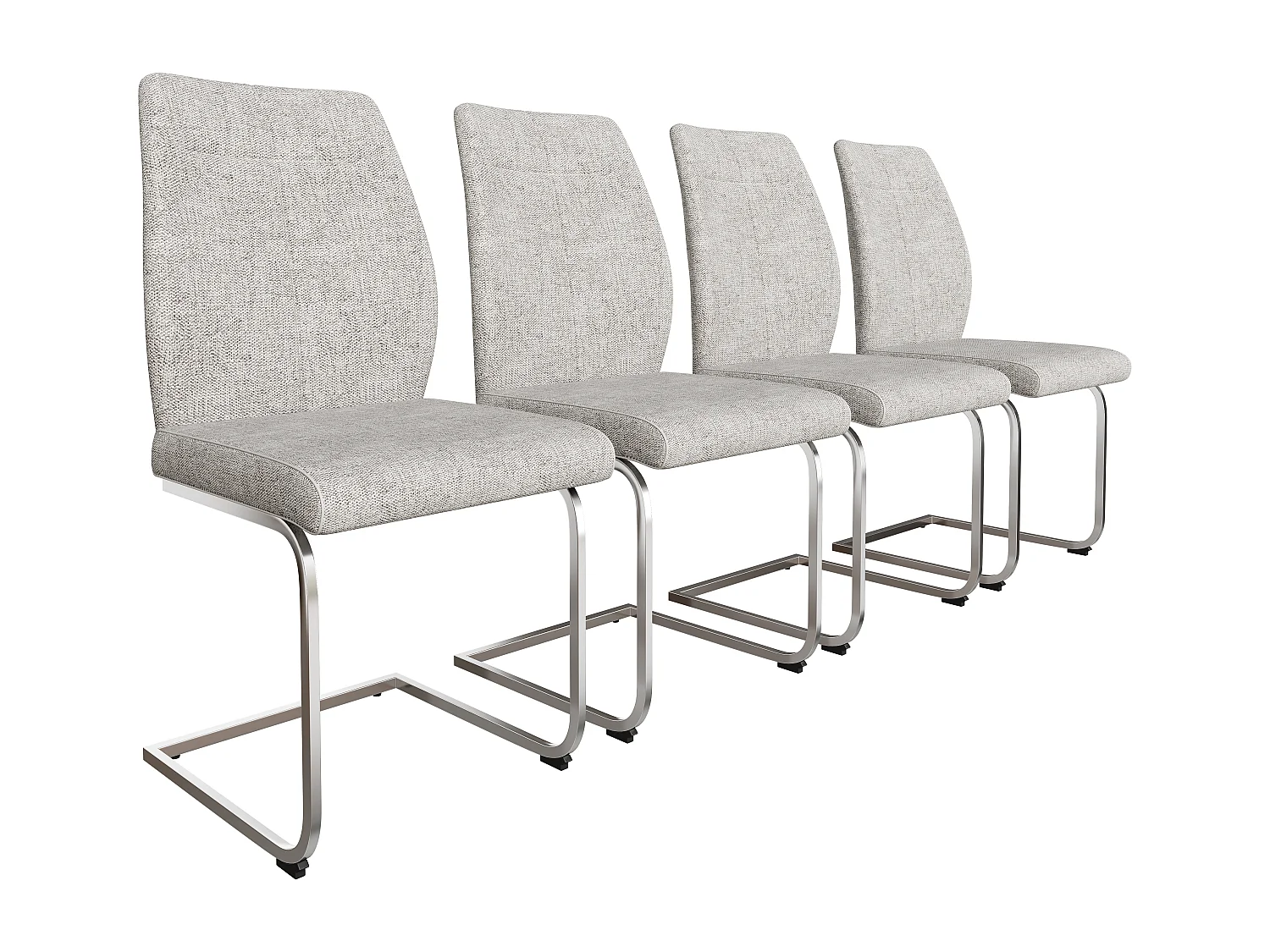 Ensemble table + 4 chaises cantilever en velours gris clair - 138.5 x 80 x 75 cm - Bois MDF - Marron