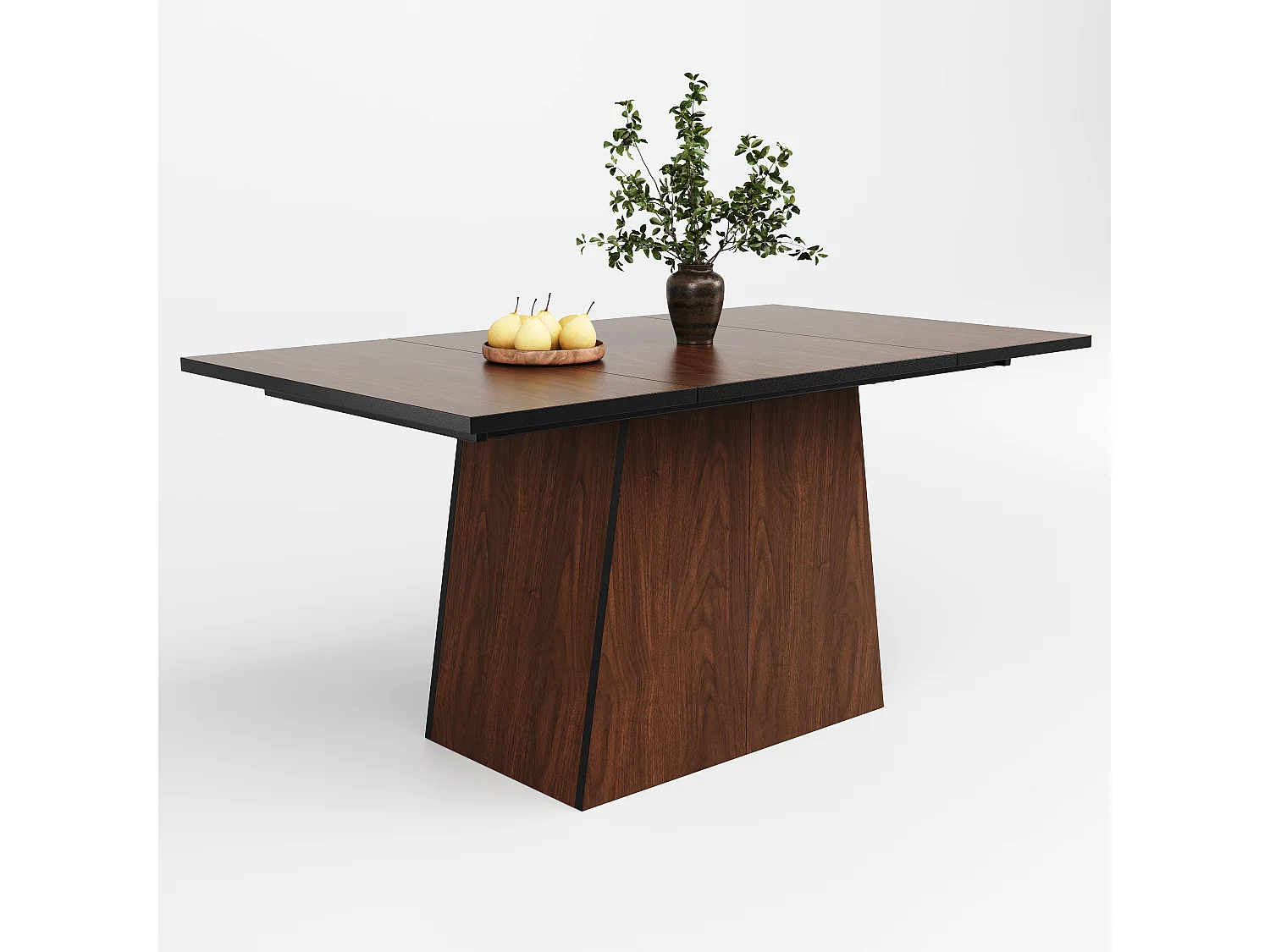 Ensemble table + 4 chaises cantilever en velours gris clair - 138.5 x 80 x 75 cm - Bois MDF - Marron