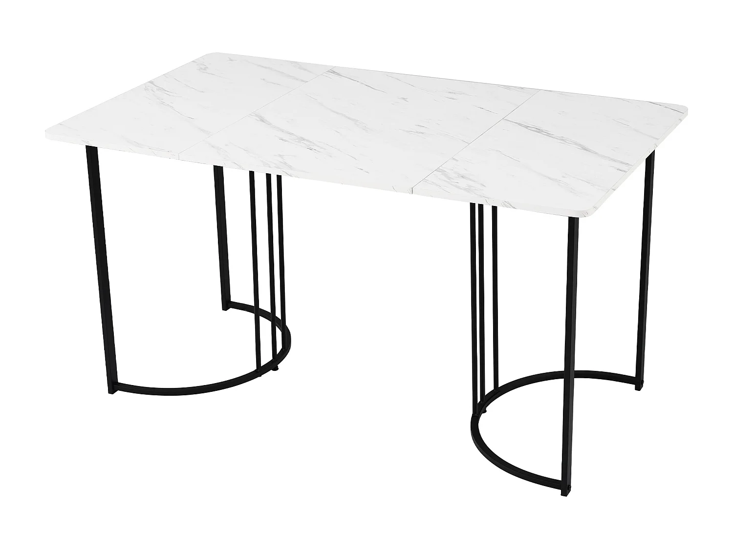 Conjunto de mesa moderno + 6 cadeiras de veludo branco - 140 x 80 x 75 cm - Madeira MDF - Branco