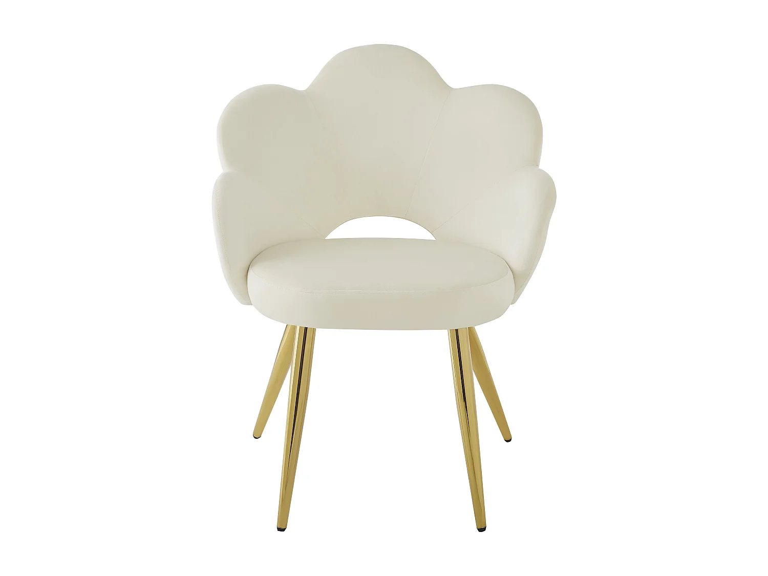 6er-Set Esszimmerstühle - 50 x 46,5 x 85 cm - Samt und verzinkte Eisenbeine in Gold - Blumenmuster - Beige