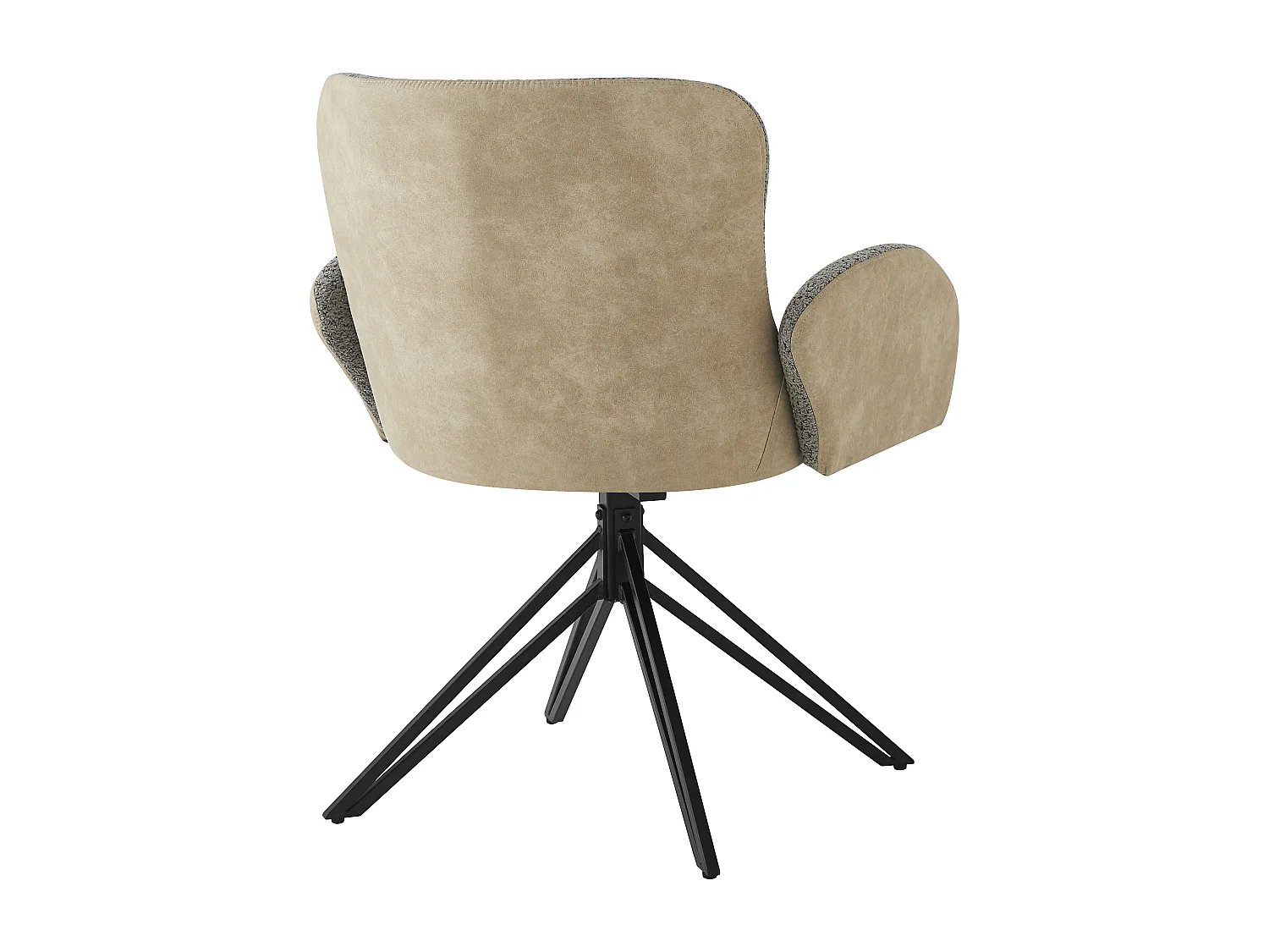 4er-Set Drehstühle für Esszimmer mit Armlehnen – 46 x 50 x 86 cm – Samt und schwarze Eisenbeine – Grau