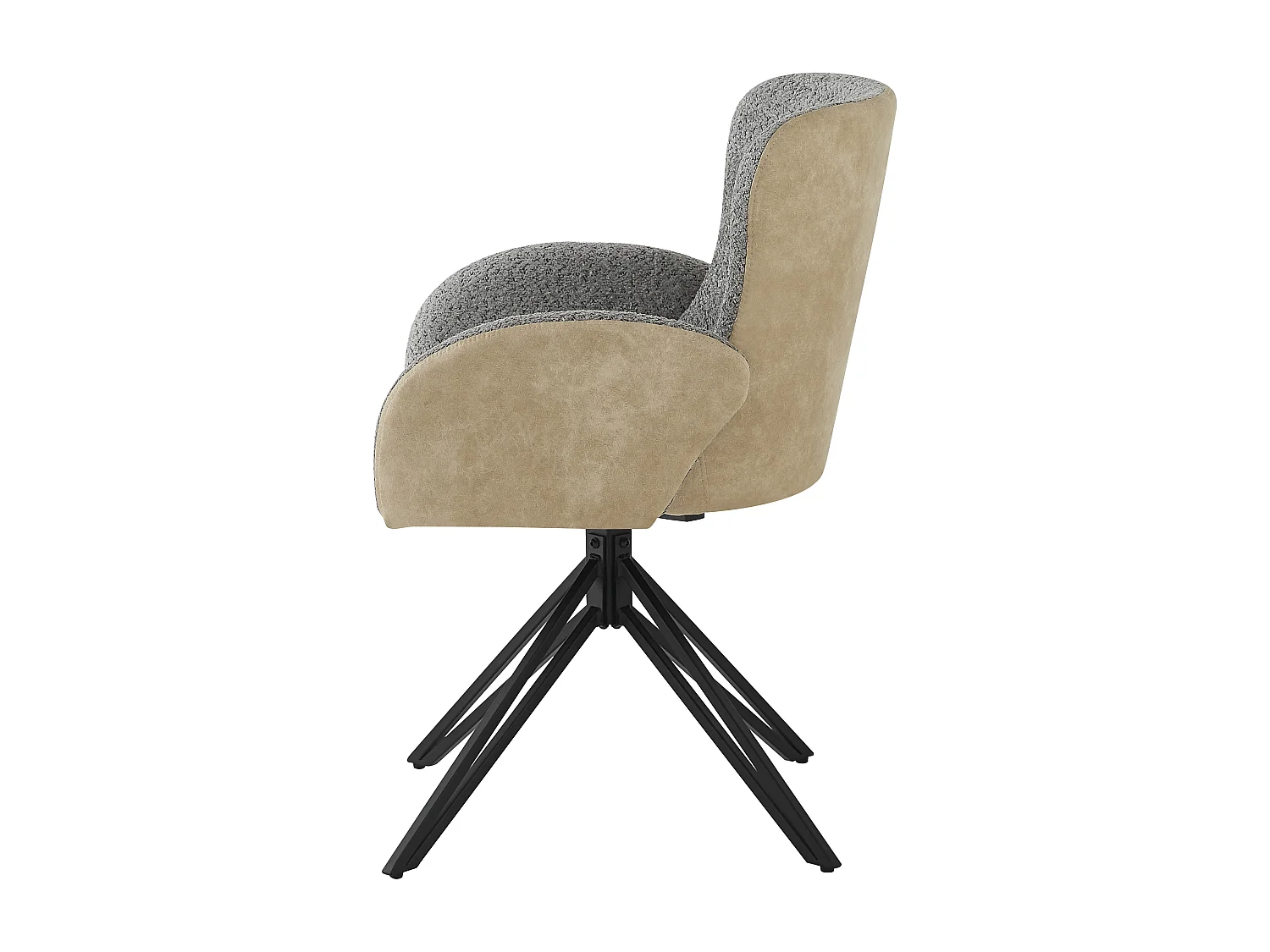 4er-Set Drehstühle für Esszimmer mit Armlehnen – 46 x 50 x 86 cm – Samt und schwarze Eisenbeine – Grau