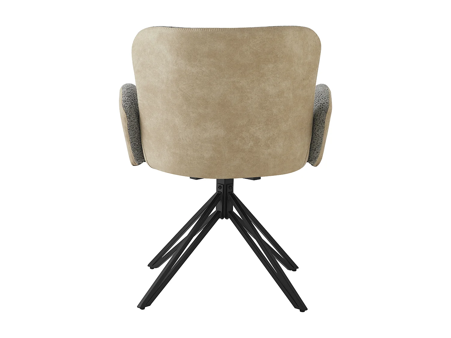 4er-Set Drehstühle für Esszimmer mit Armlehnen – 46 x 50 x 86 cm – Samt und schwarze Eisenbeine – Grau