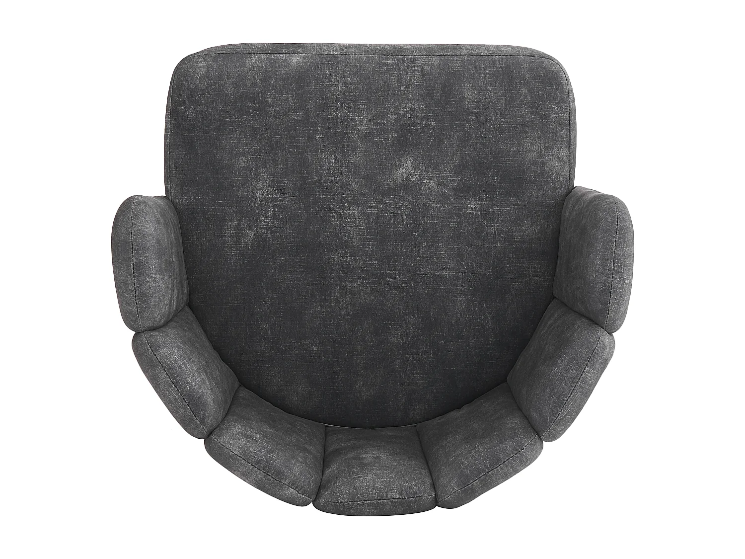 Conjunto de 6 cadeiras de jantar giratórias com encosto em forma de pétala - 51 x 58,5 x 76,5 cm - Veludo e pernas de metal - Cinza